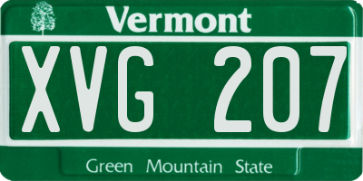 VT license plate XVG207