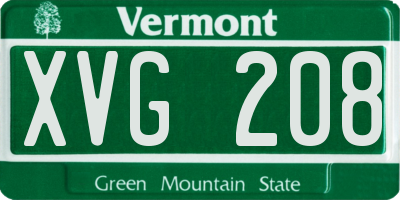 VT license plate XVG208