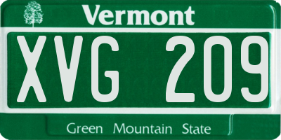VT license plate XVG209
