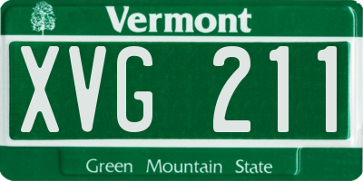 VT license plate XVG211