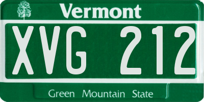 VT license plate XVG212