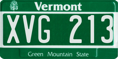 VT license plate XVG213