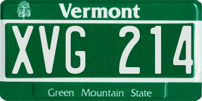 VT license plate XVG214