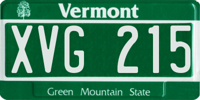 VT license plate XVG215