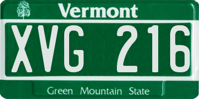 VT license plate XVG216