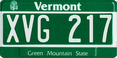 VT license plate XVG217