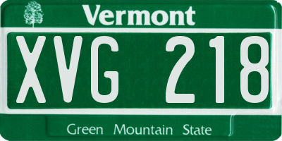 VT license plate XVG218