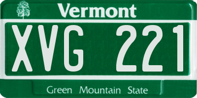 VT license plate XVG221
