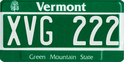 VT license plate XVG222