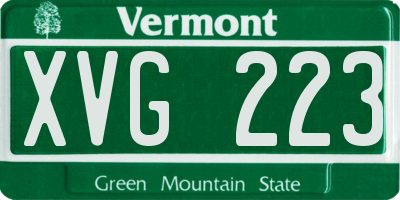 VT license plate XVG223