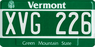 VT license plate XVG226
