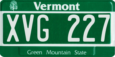 VT license plate XVG227