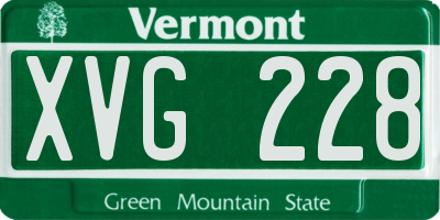 VT license plate XVG228