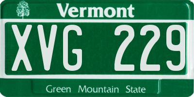 VT license plate XVG229
