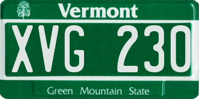 VT license plate XVG230