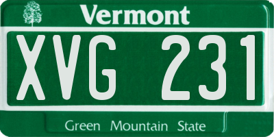 VT license plate XVG231