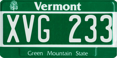 VT license plate XVG233