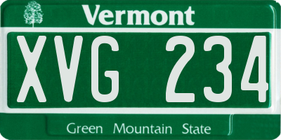 VT license plate XVG234
