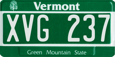 VT license plate XVG237