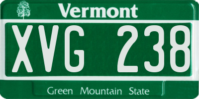 VT license plate XVG238
