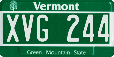 VT license plate XVG244