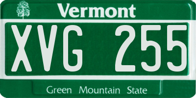 VT license plate XVG255