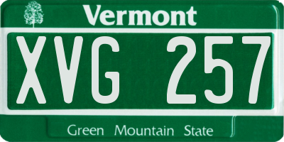 VT license plate XVG257