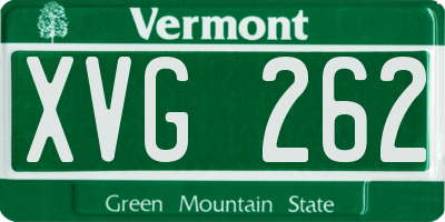 VT license plate XVG262