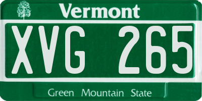 VT license plate XVG265