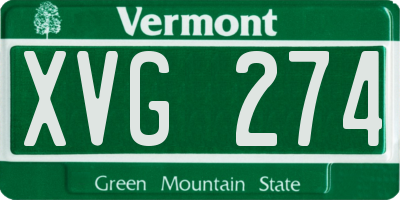 VT license plate XVG274