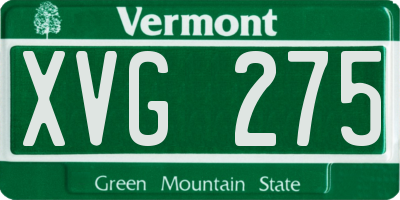 VT license plate XVG275