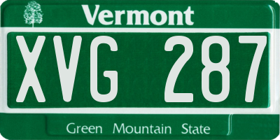 VT license plate XVG287