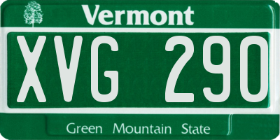 VT license plate XVG290