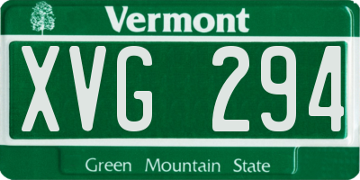 VT license plate XVG294