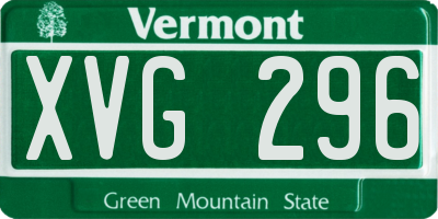 VT license plate XVG296