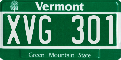 VT license plate XVG301