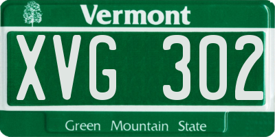VT license plate XVG302