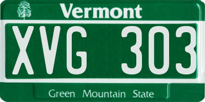 VT license plate XVG303