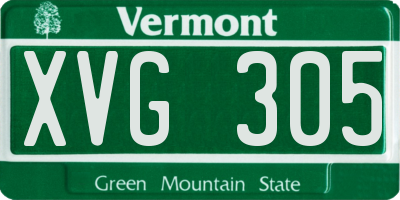 VT license plate XVG305