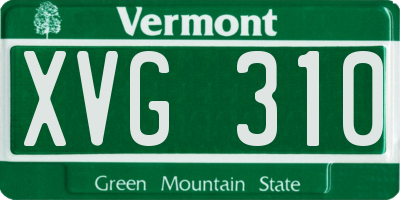 VT license plate XVG310