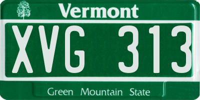 VT license plate XVG313