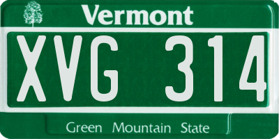 VT license plate XVG314