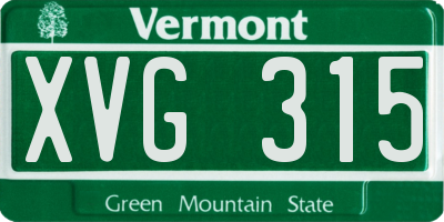 VT license plate XVG315