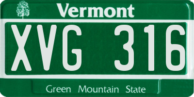 VT license plate XVG316