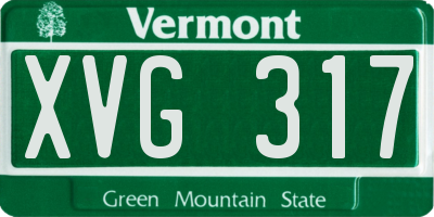 VT license plate XVG317