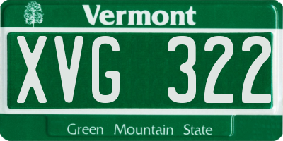 VT license plate XVG322