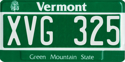 VT license plate XVG325