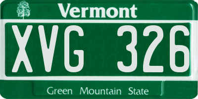 VT license plate XVG326
