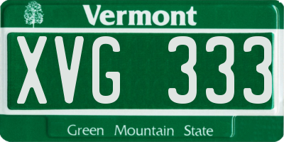 VT license plate XVG333