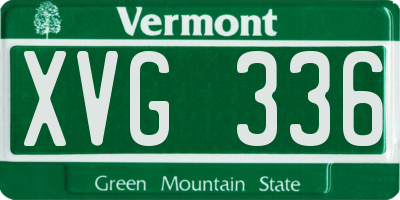 VT license plate XVG336
